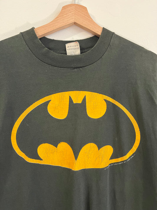1985 Batman DC Comics Superhero Distressed Faded Tee (L)