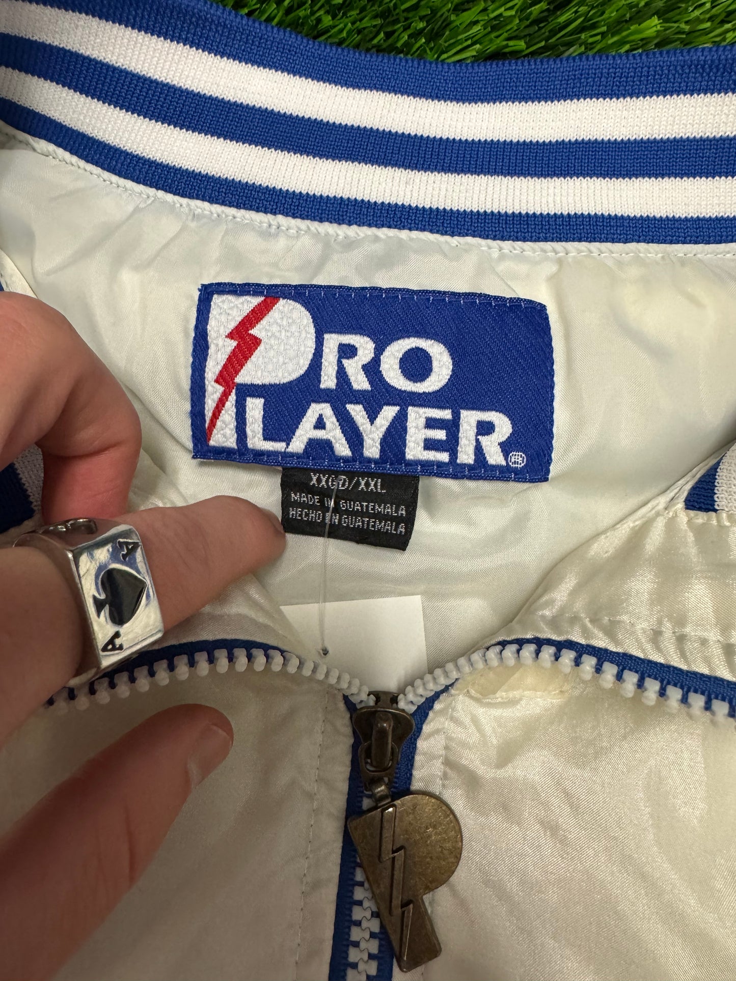 90s Duke University Blue Devils White Pro Player Windbreaker (XXL)