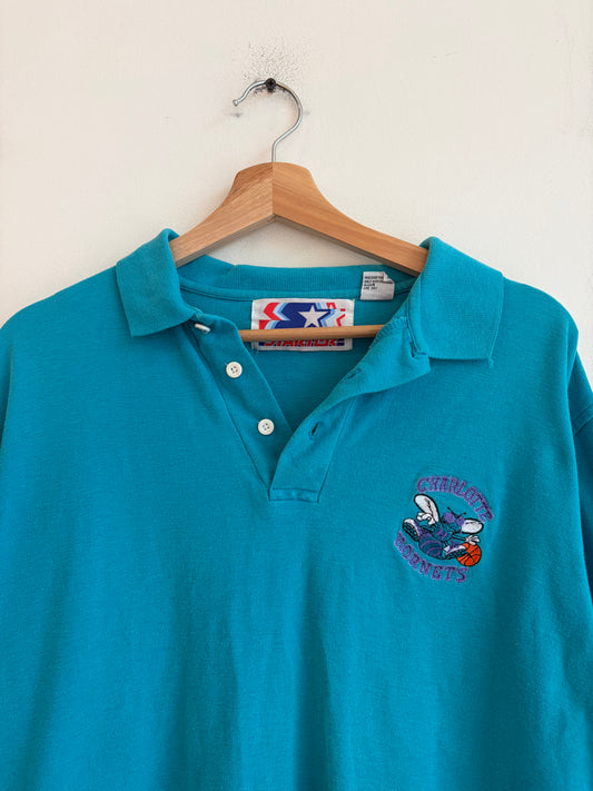 90s Charlotte Hornets Vintage Starter Boxy Polo Shirt (M)