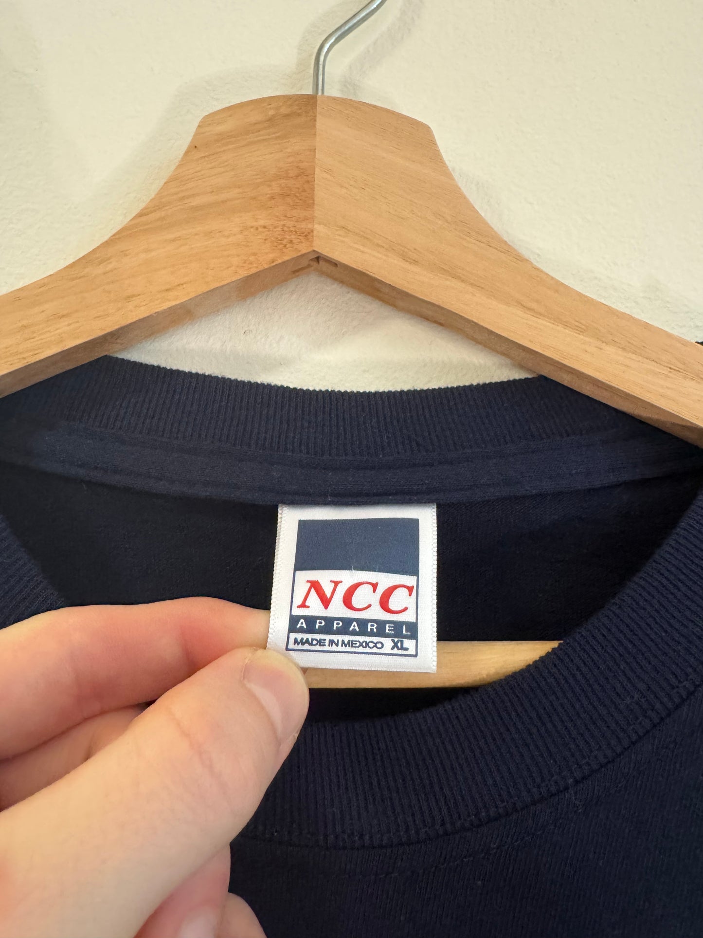 90s Notre Dame Rare NCC Apparel Flame Helmet Long Sleeve Shirt (XL)
