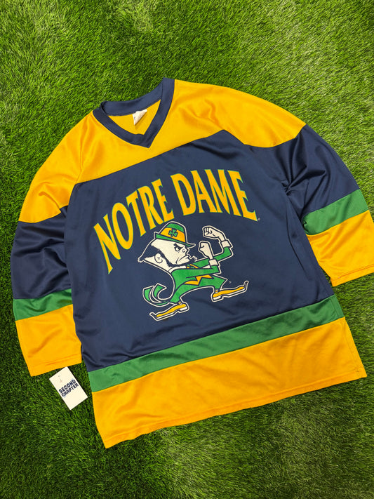 90s Notre Dame University Mascot Vintage Mesh Hockey Jersey (L)