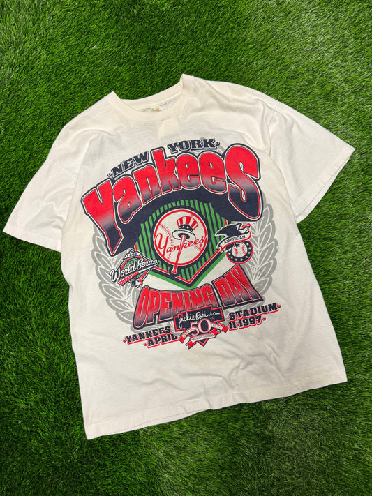 1997 New York Yankees Opening Day Uncle Sam Vintage Jackie Robinson 50th MLB Tee (XL)