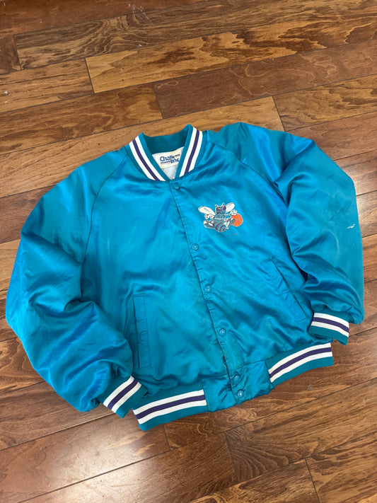 80s Charlotte Hornets Chalk Line Satin Jacket (L)