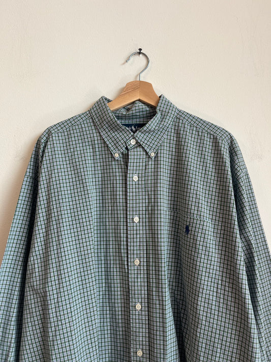 00s Polo Ralph Lauren Green Button Down Polo Shirt (XXL)