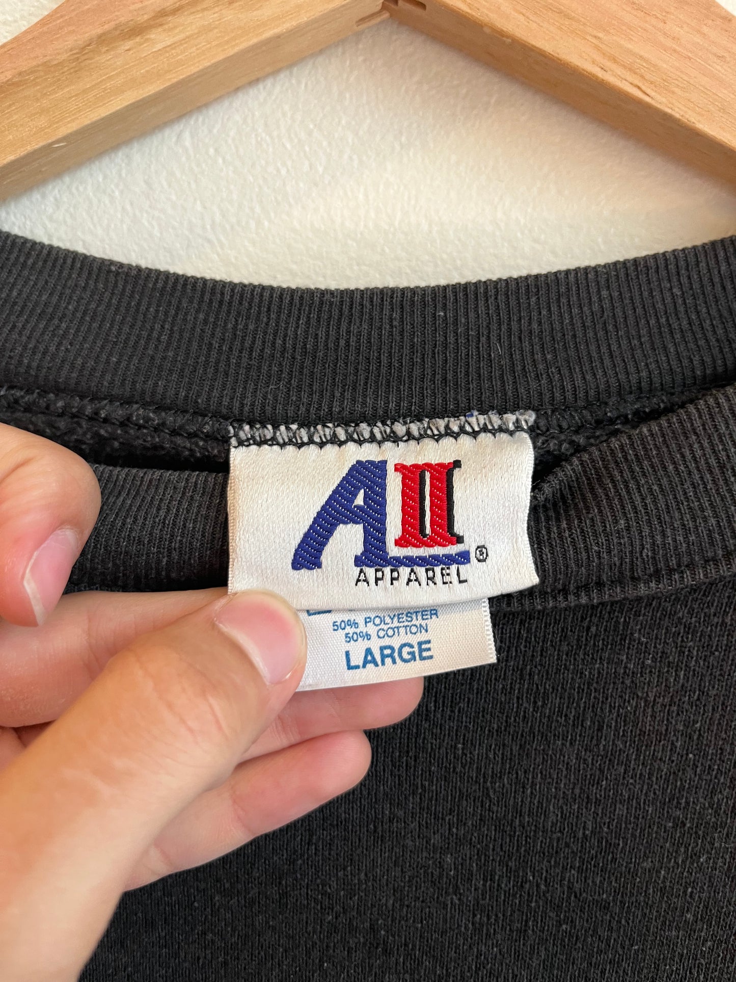 90s Carolina Panthers Embroidered Black Crewneck (L)