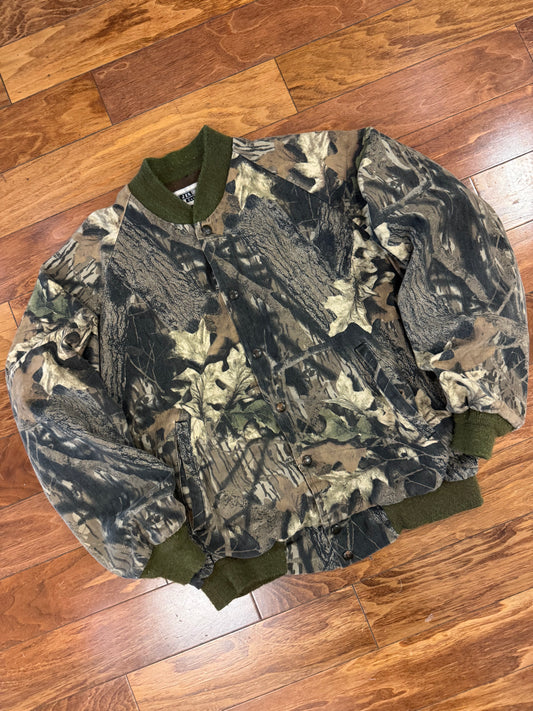 90s Jerzees Outdoors Vintage Camo Bomber Jacket (L)