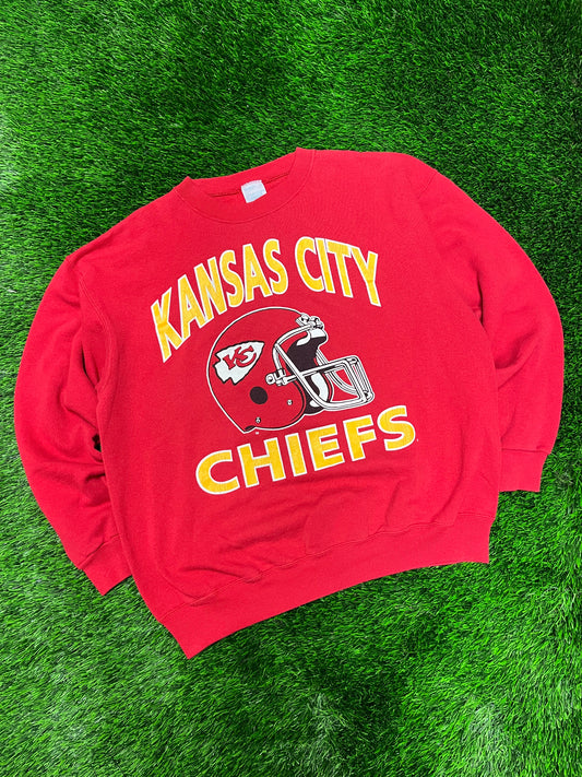 90s Kansas City Chiefs Helmet Crewneck (L)