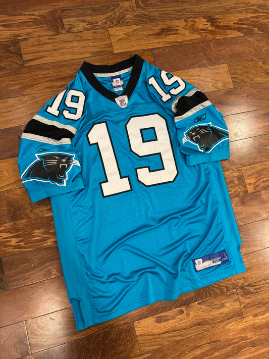 00s Carolina Panthers Stitched Keyshawn Johnson NFL Reebok Jersey (XL)