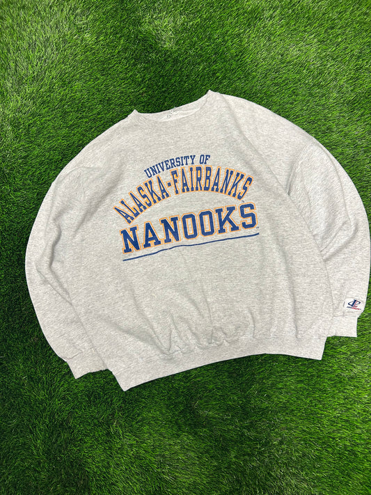 90s University Of Alaska-Fairbanks Nanooks Spell Out Crewneck (XL)
