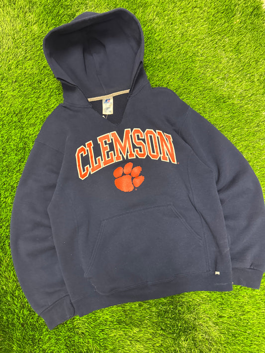 00s University of Clemson Russell Vintage Distressed Hoodie (M)