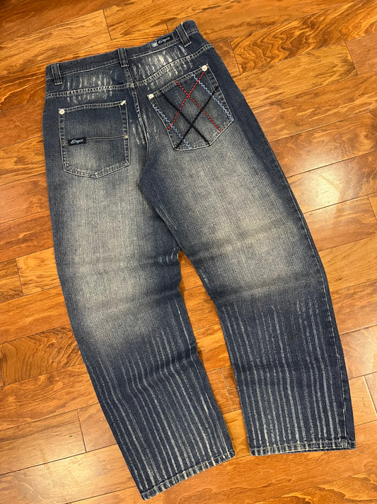 00s Enyce Criss Cross Embrodiered Jeans (34x33)