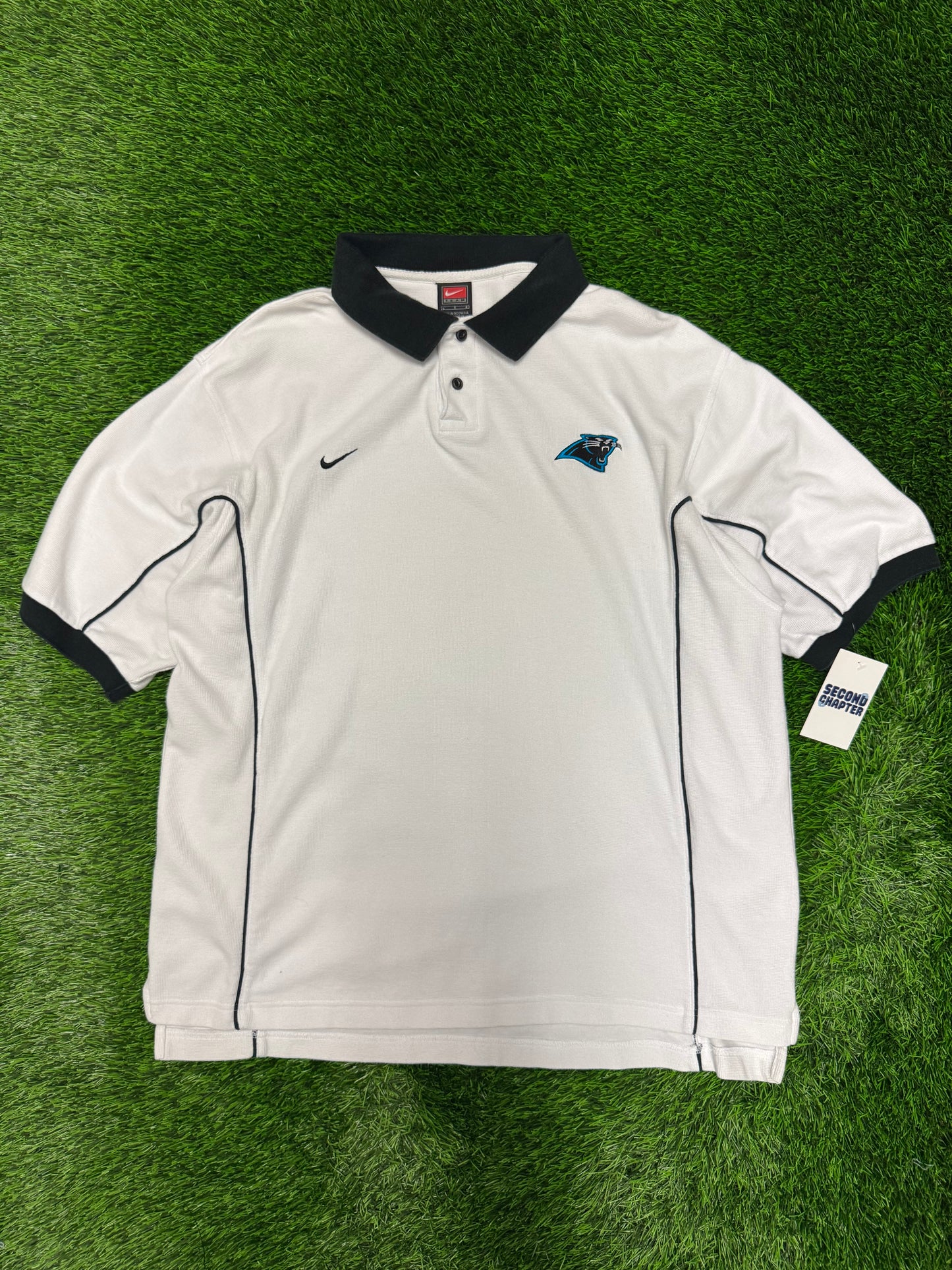 90s Carolina Panthers Nike Team White Polo Shirt (L)
