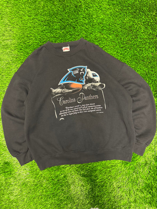 1993 Carolina Panthers Nutmeg Inaugural Script Vintage NFL Crewneck (XL)