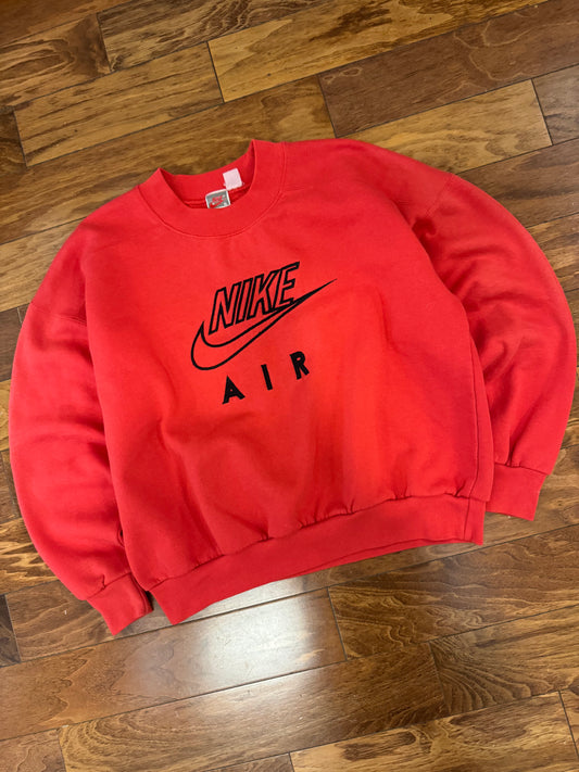 90s Nike Air Spell Out Red Vintage Crewneck (L)