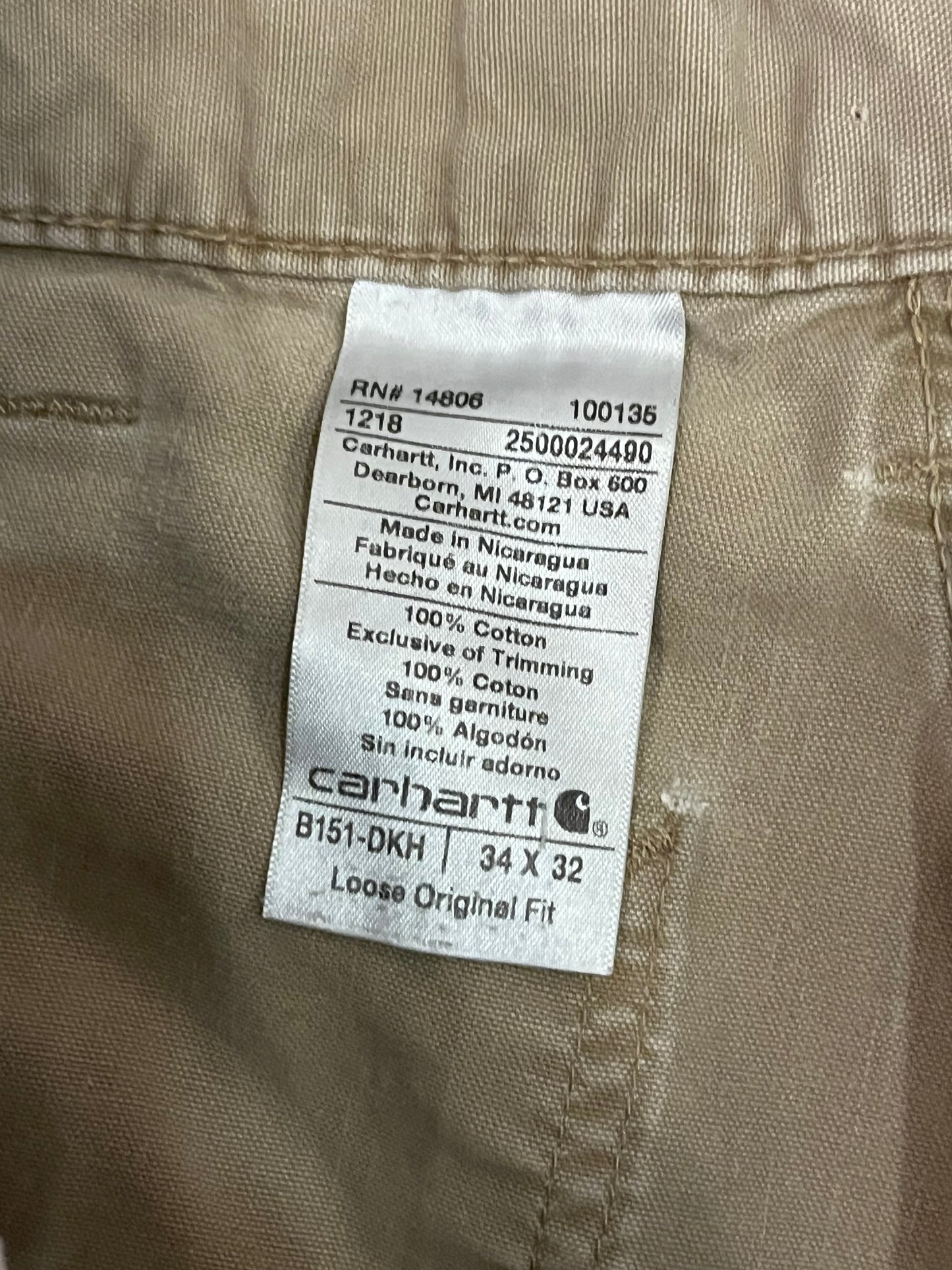 2018 Carhartt Khaki Carpenter Pants (34 x 32)