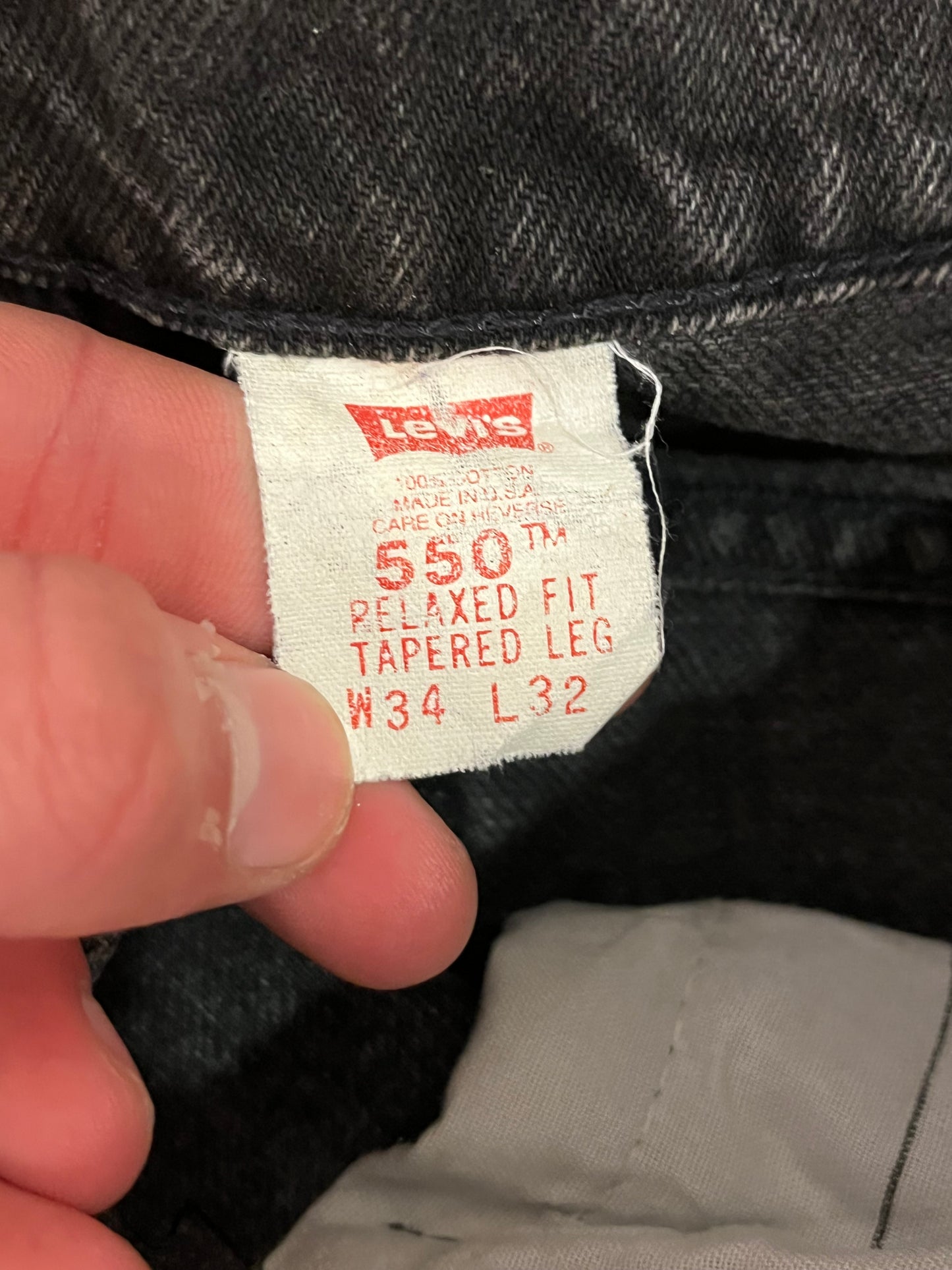 1993 Levi's 550 Faded Black Jeans (32 x 32)
