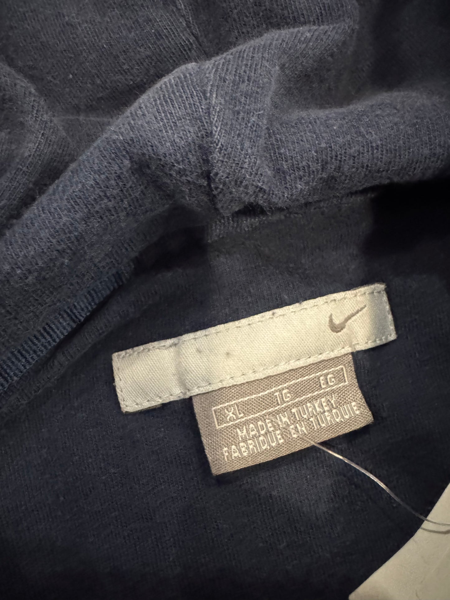 00s Nike Gold Center Swoosh Navy Hoodie (XL)