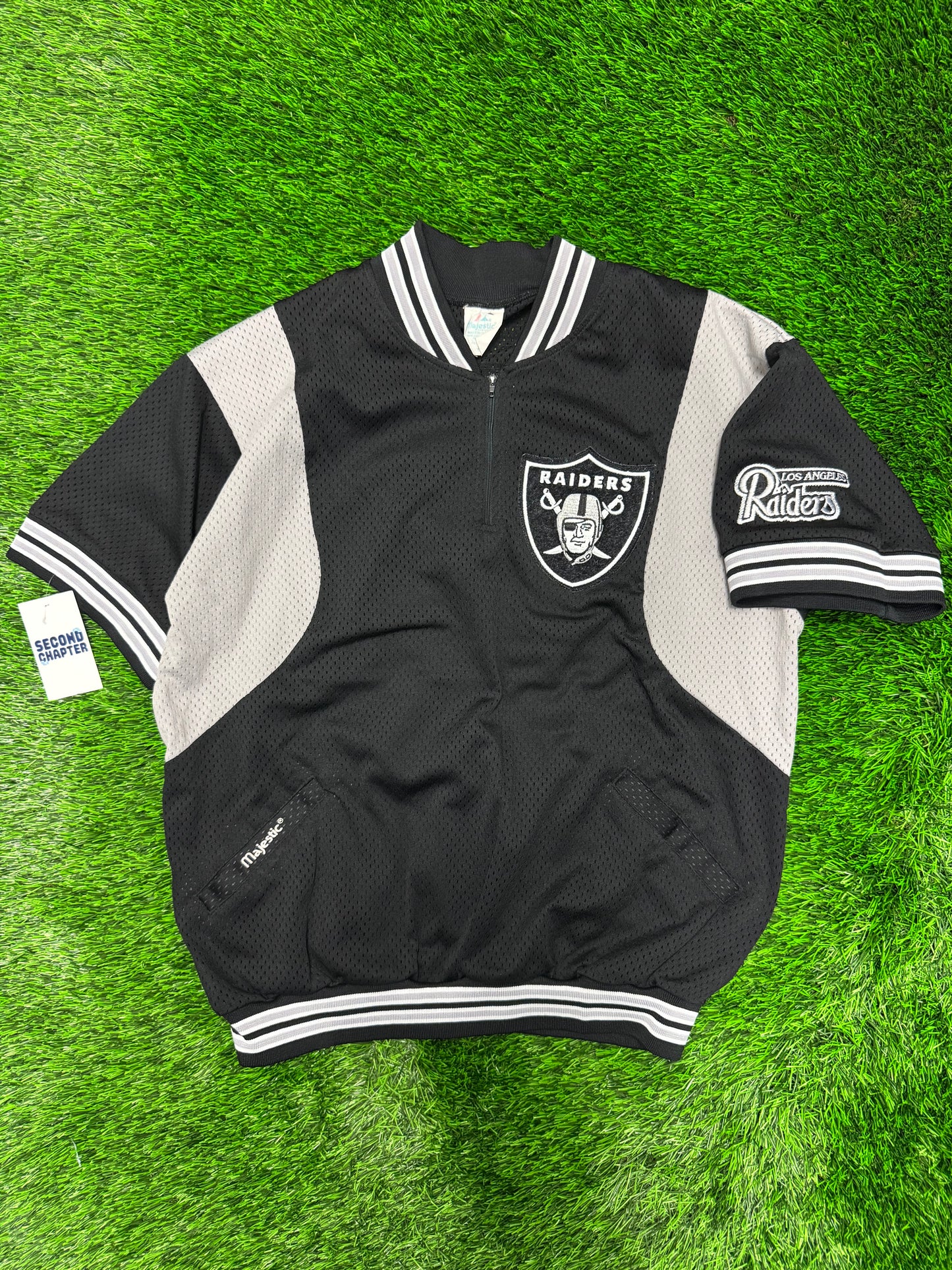 90s Los Angeles Raiders 1/4th Zip Mesh Majestic Jersey (L)
