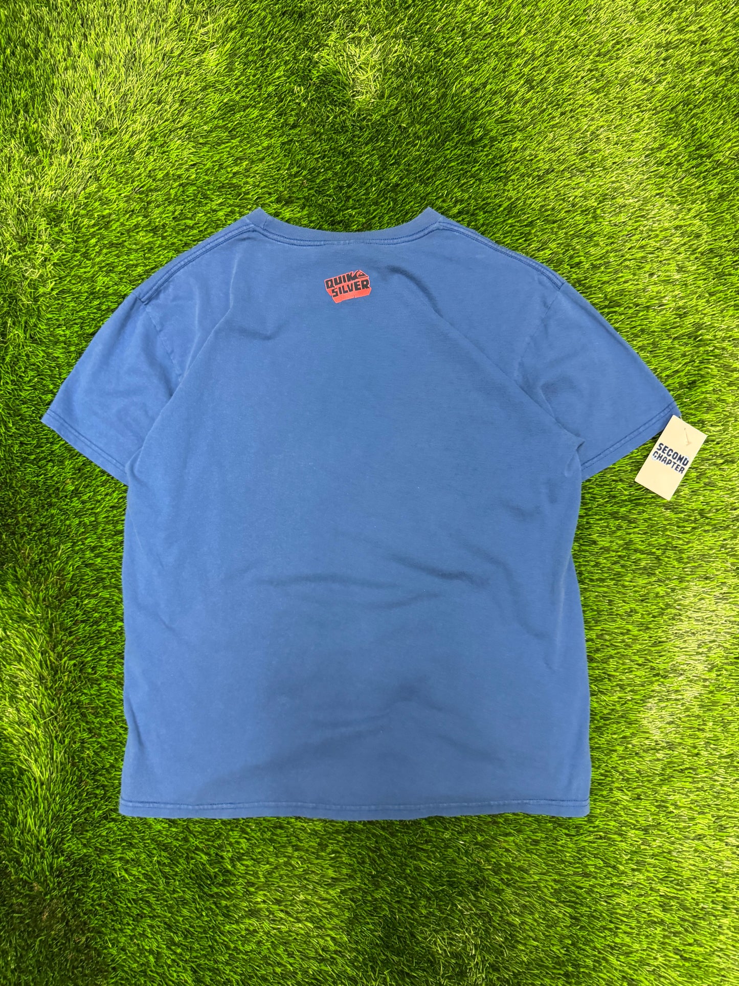 90s Quiksilver Hand Spell Out "Less Talk, More Rock" Vintage Surf Tee (XL)