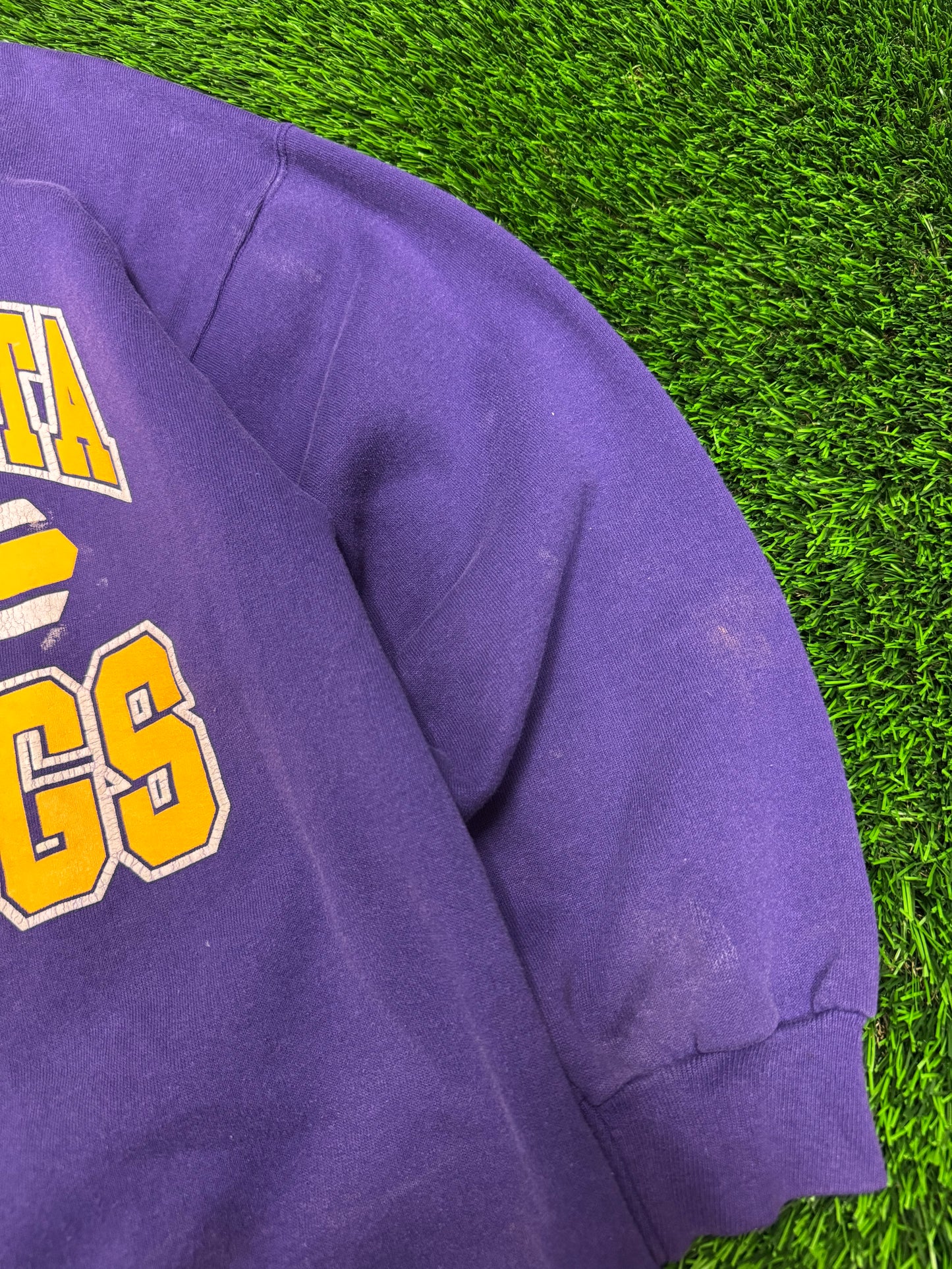 90s Minnesota Vikings Spell Out Trench Crewneck (L)