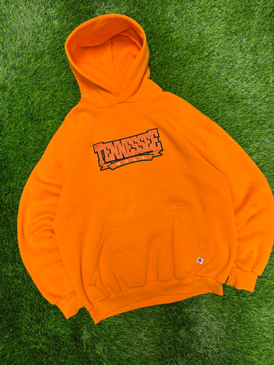 00s University of Tennessee (UT) Vols Spell Out Vintage Russell Embroidered Hoodie (L)