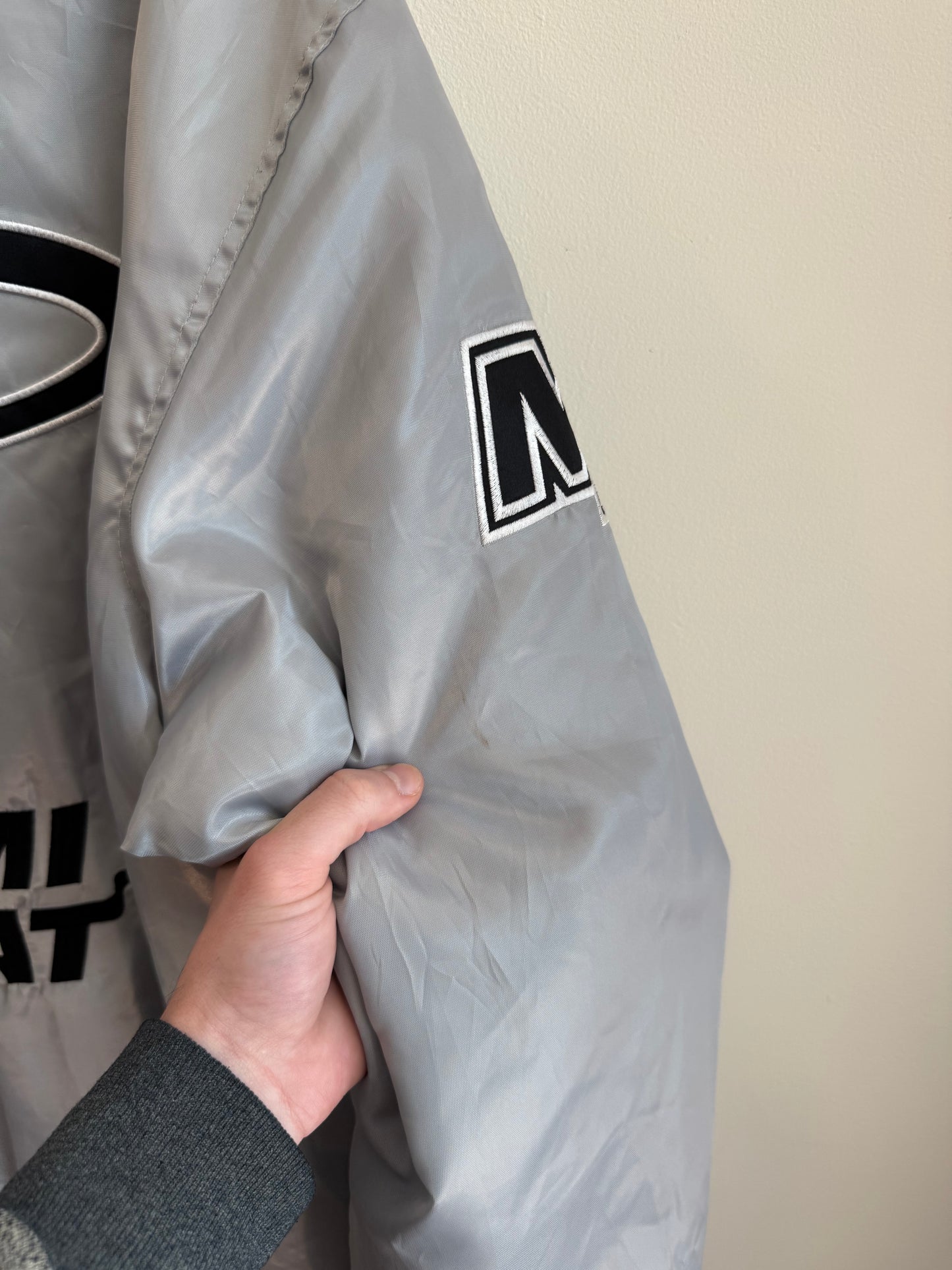 00s Miami Heat JH Design Silver Satin Jacket (XL)