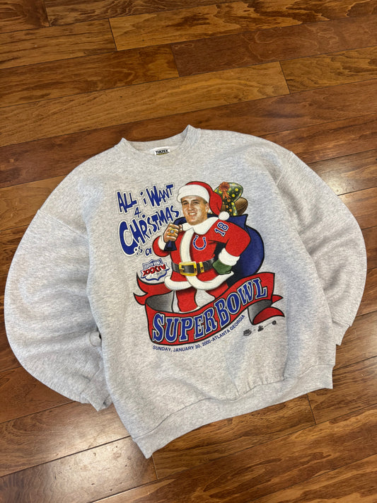 2000 Indianapolis Colts Peyton Manning "All I Want 4 Christmas" Crewneck (XL)