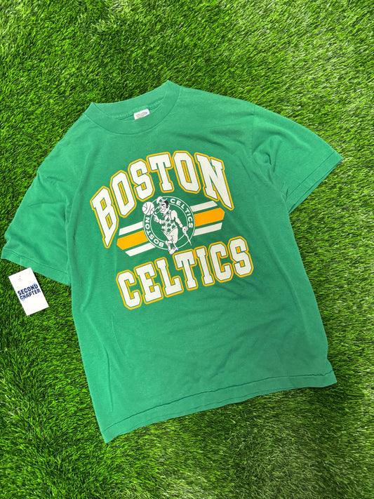 90s Boston Celtics Spell Out Green Vintage Tee (L)