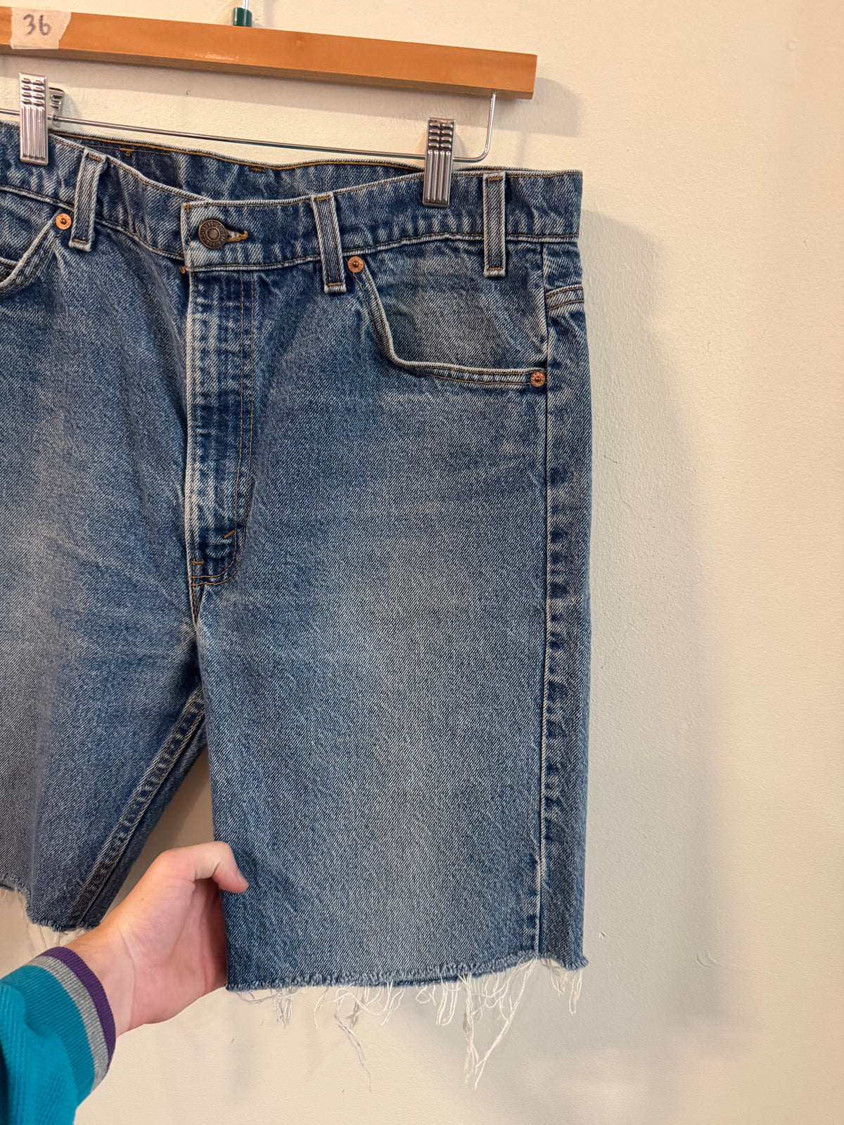90s Levi's 505 Orange Tab Mud Wash Shorts (36)