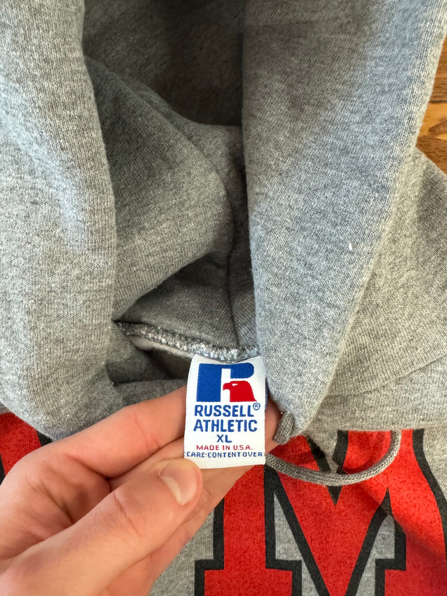 90s VMI Russell Athletics Grey Hoodie (XL)