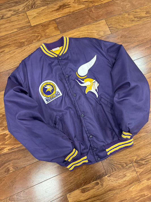 1989 Minnesota Vikings 20th Anniversary Vintage Birdie Satin Jacket (L)