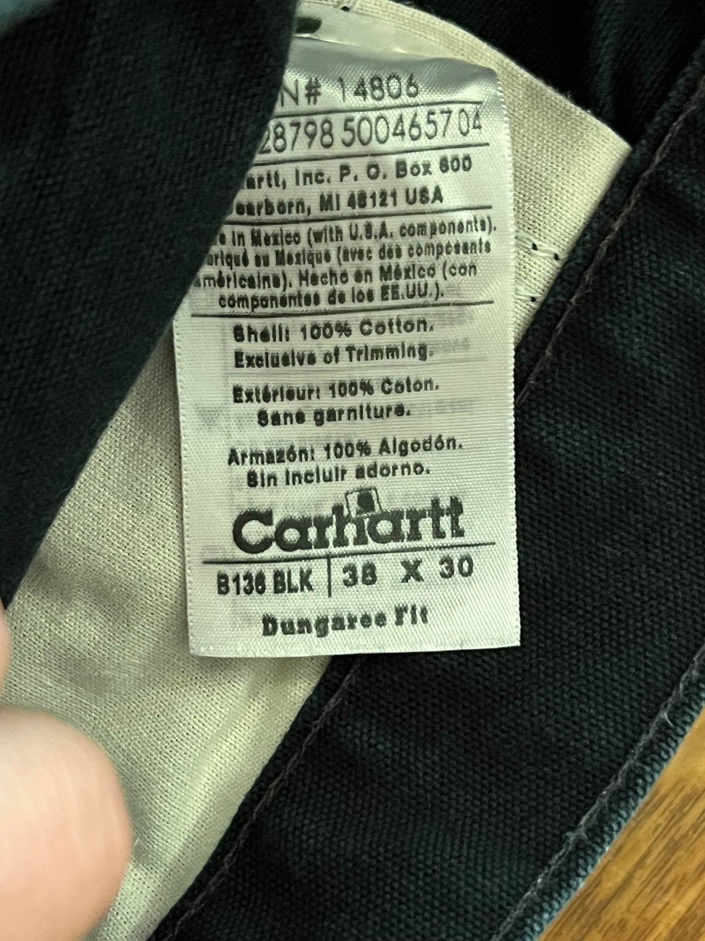 2008 Carhartt Black Double Knees Workwear Pants (38 x 30)