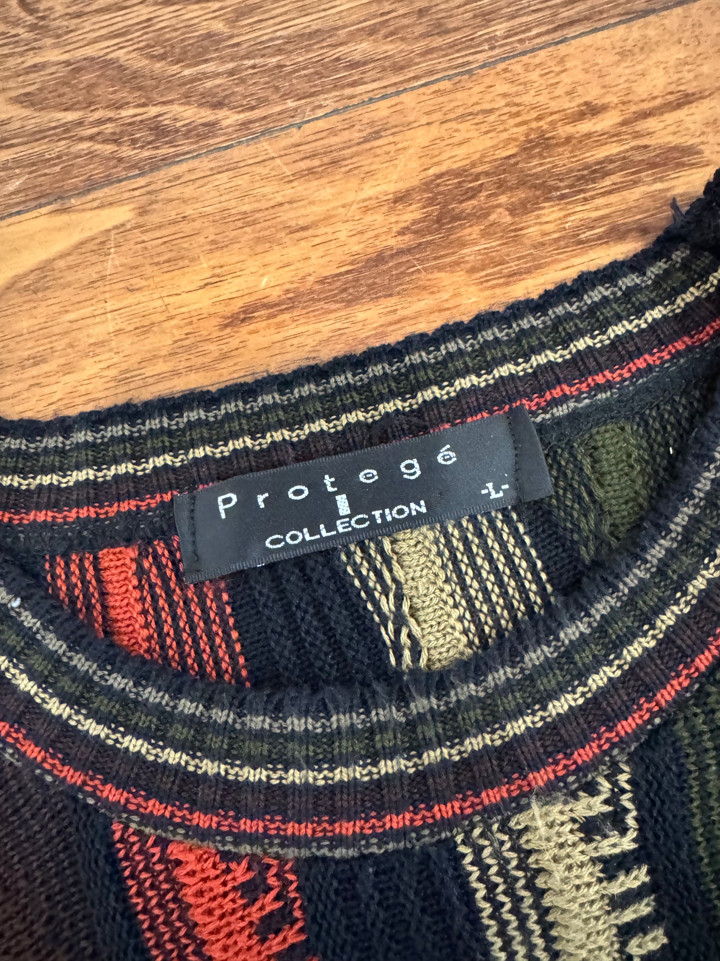 90s Protege 3D Knit Striped Sweater (L)