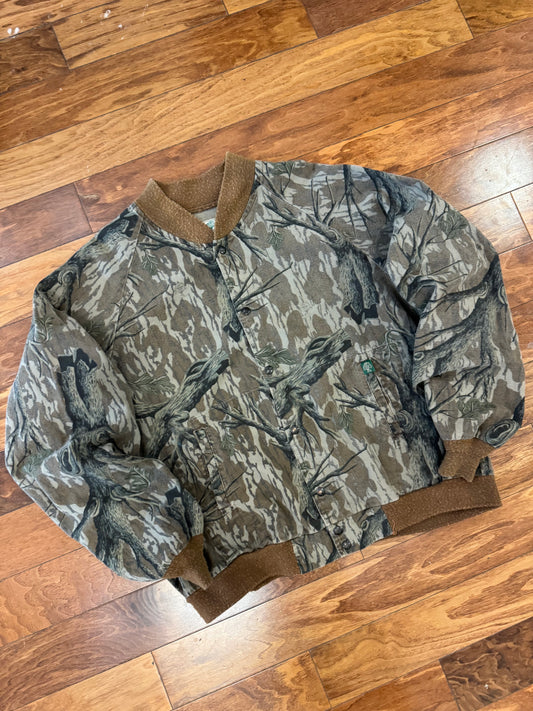90s Camo Mossy Oak Button Down Faded Jacket (XXL)