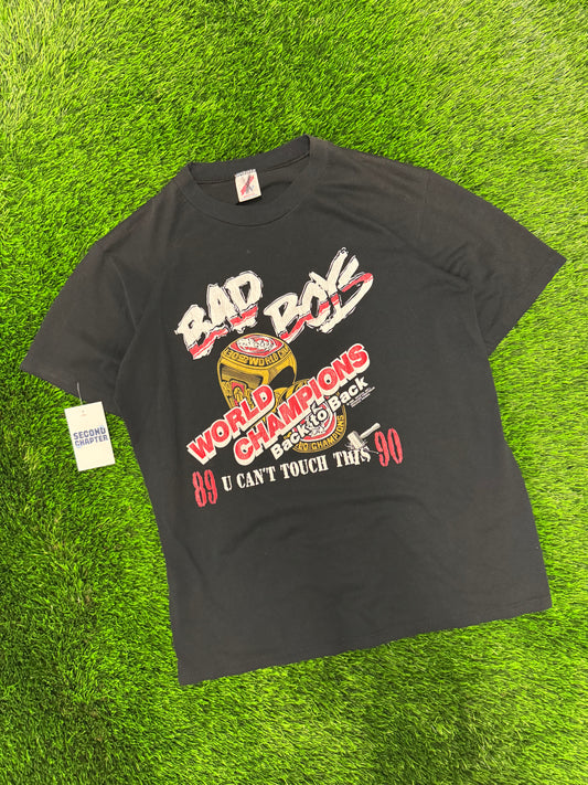 1990 Detroit Pistons Back to Back NBA Finals Champions Bad Boys Vintage Tee (L)