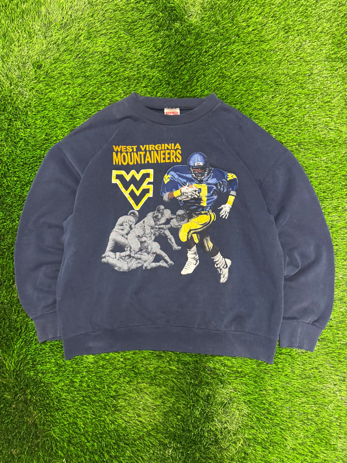 90s West Virginia University WVU Nutmeg Vintage Football Crewneck (L)