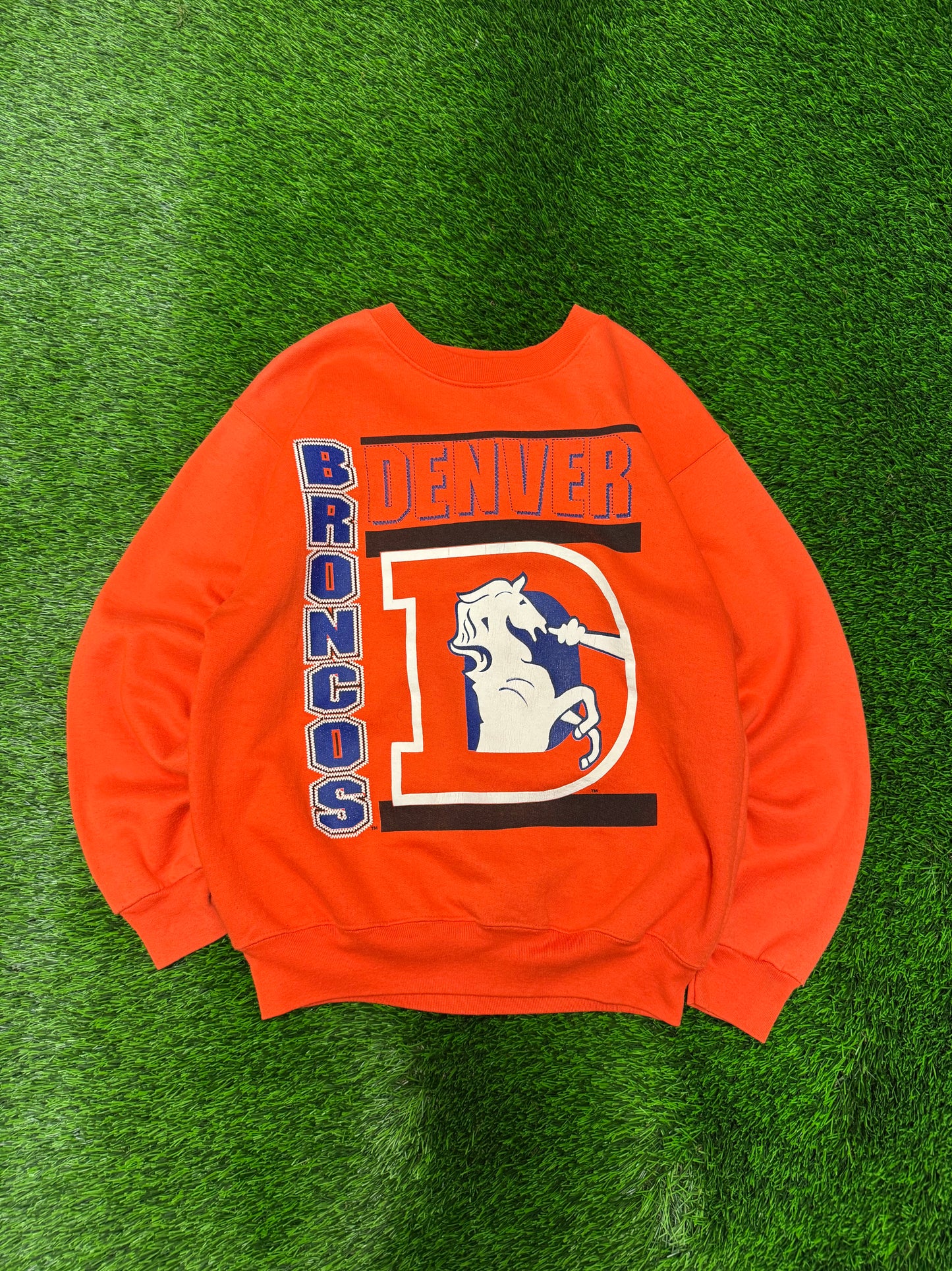 90s Denver Broncos Old Logo Orange Crewneck (M)