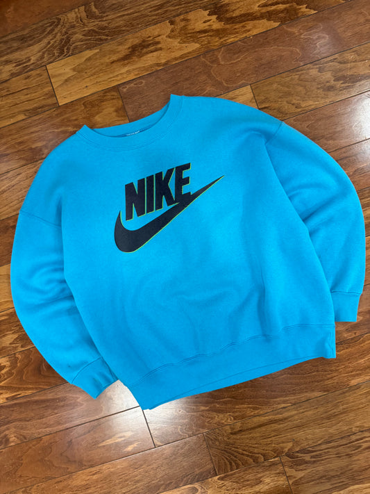 90s Nike Teal Spell Out Crewneck (XL)