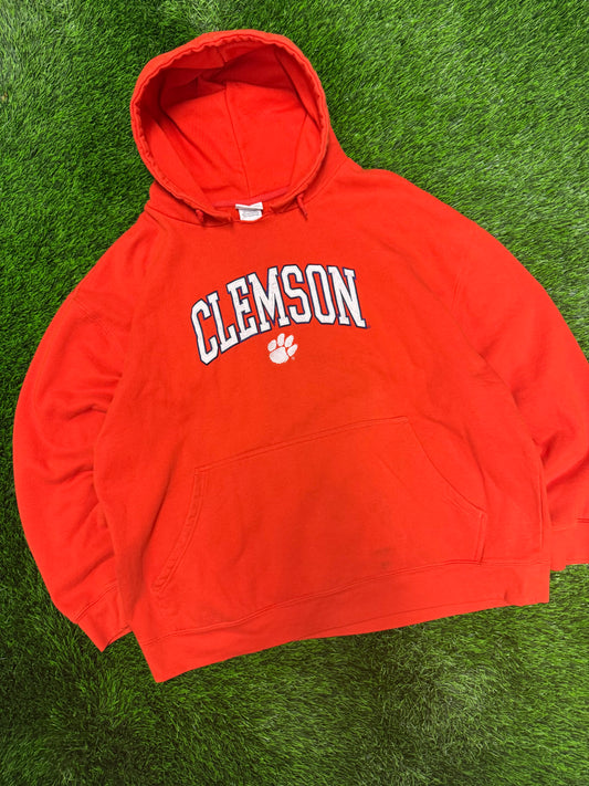 00s Clemson University Orange Vintage Embroidered Hoodie (XXL)
