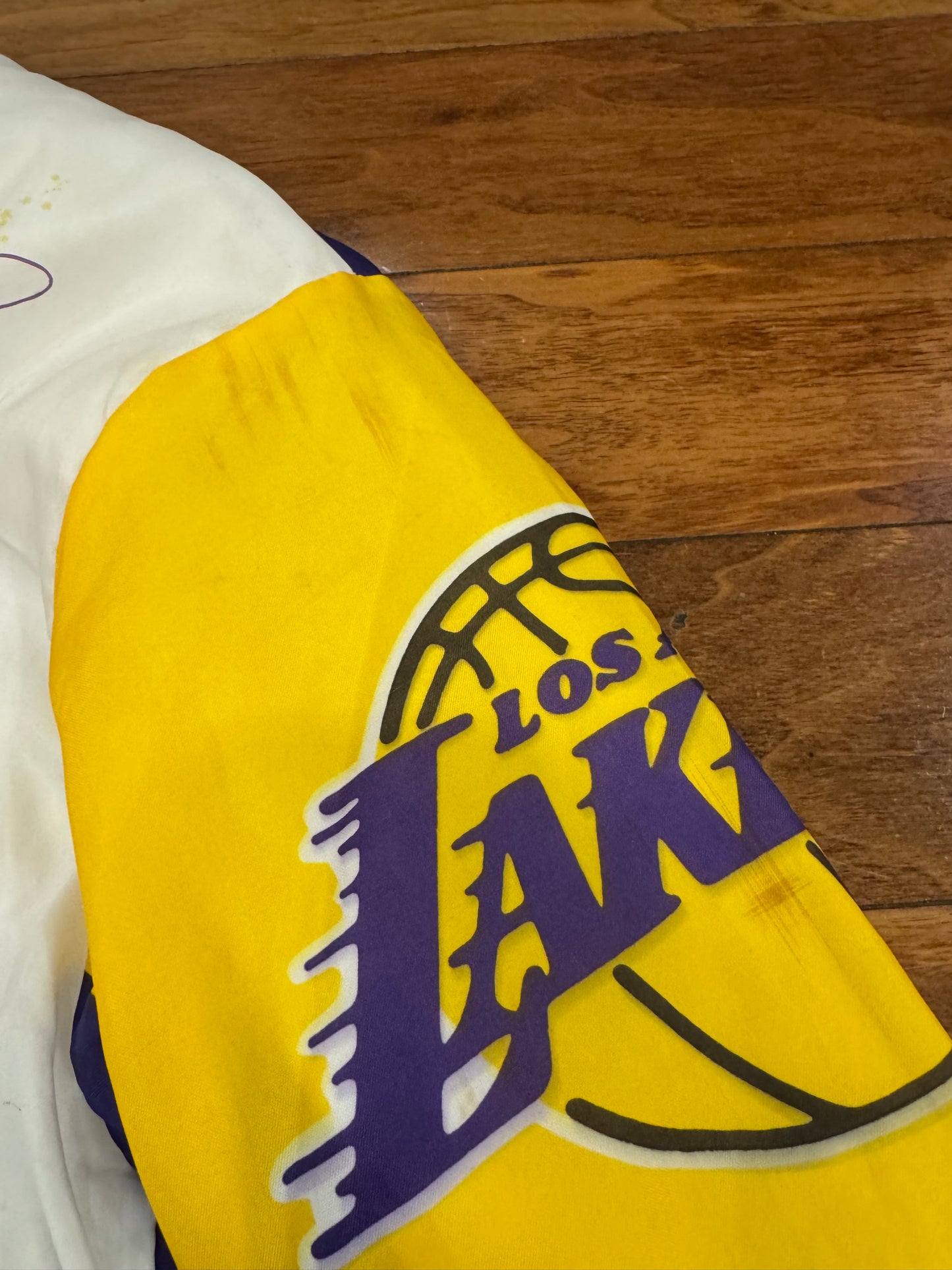 90s Los Angeles Lakers Magic Johnson Fanimation Satin Jacket (M)