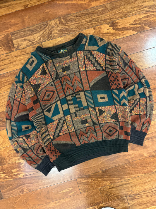 90s Jantzen Multi-Colored Abstract Sweater (L)