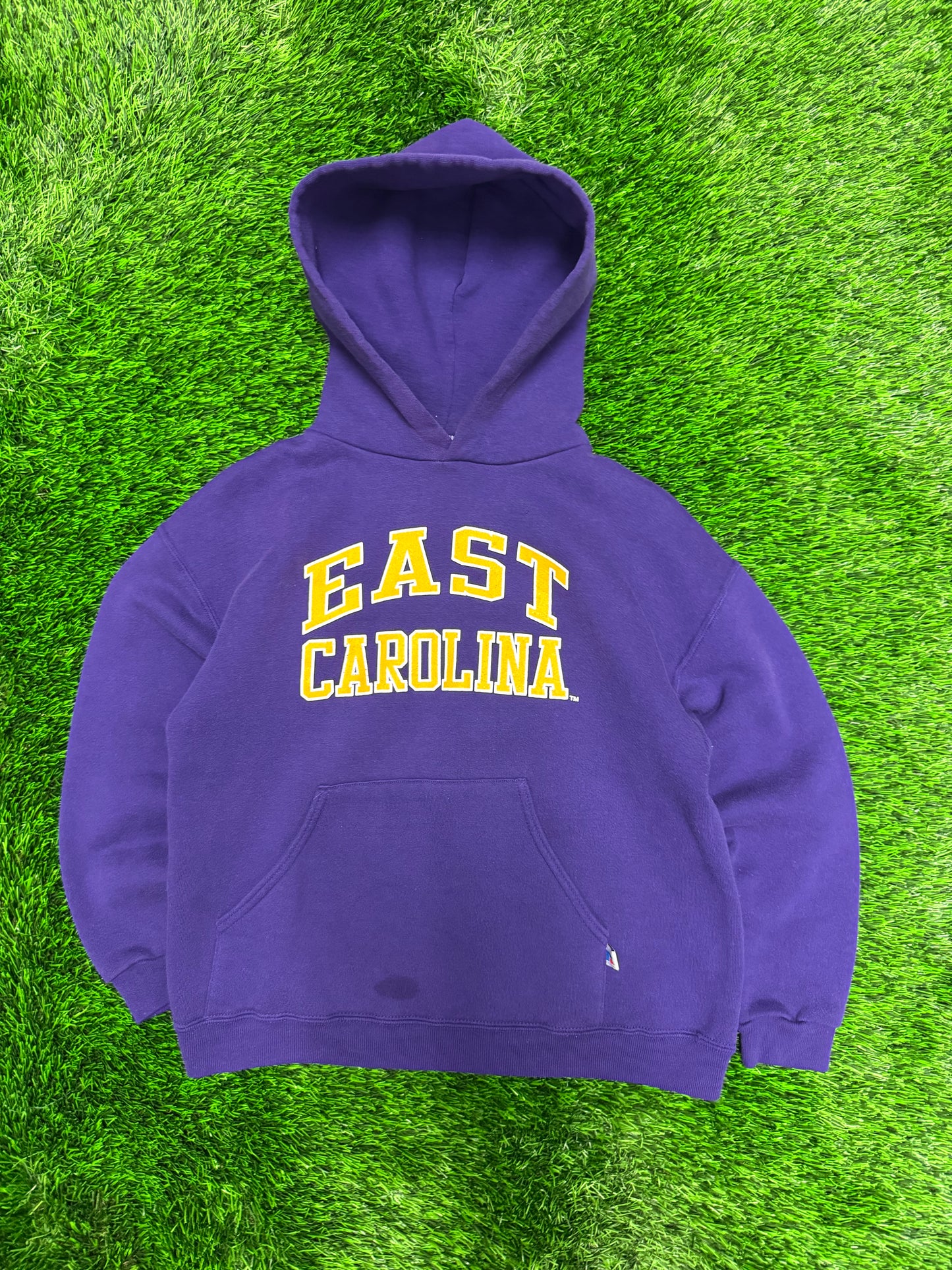 00s East Carolina (ECU) Russell Athletics Spell Out Vintage Hoodie (YL)