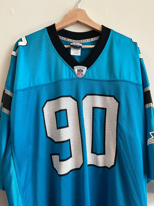 00s Carolina Panthers Julius Peppers Blue Reebok Jersey (XXL)