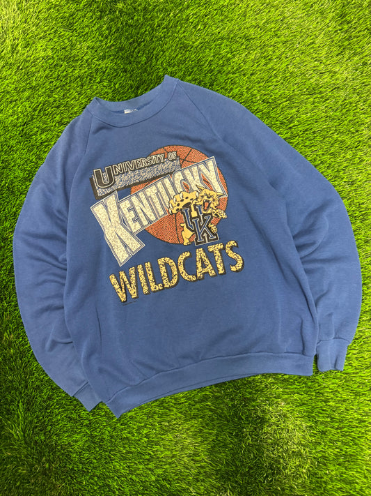 80s University of Kentucky Wildcats Vintage Basketball Crewneck (XL)