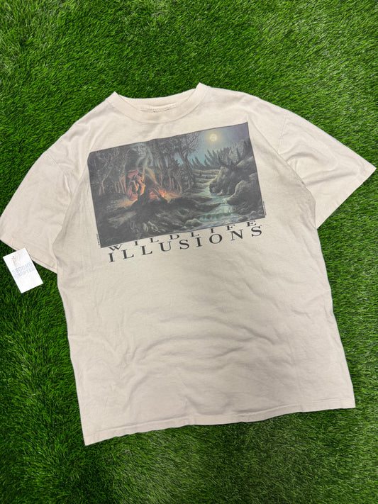1993 Wildlife Illusions Vintage Nature Art Tee (XL)