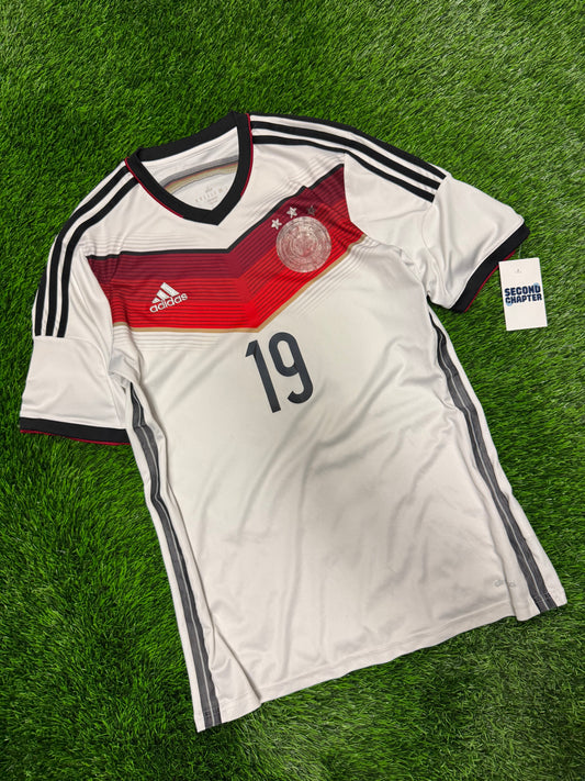 Germany World Cup Mario Gotze #19 Adidas Home Jersey 2014 Soccer Kit (M)