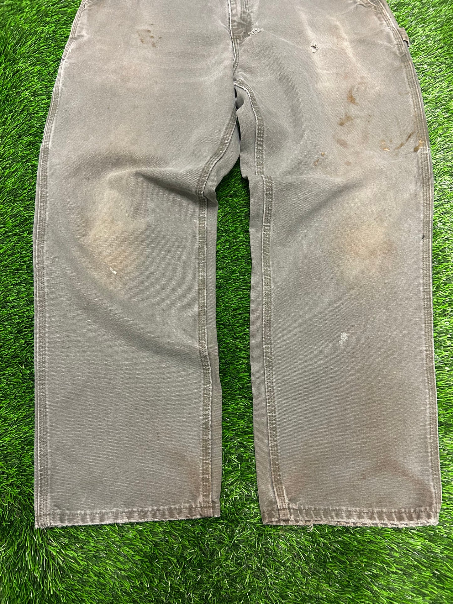 Carhartt Olive Distressed Carpenter Pants (36 x 30)