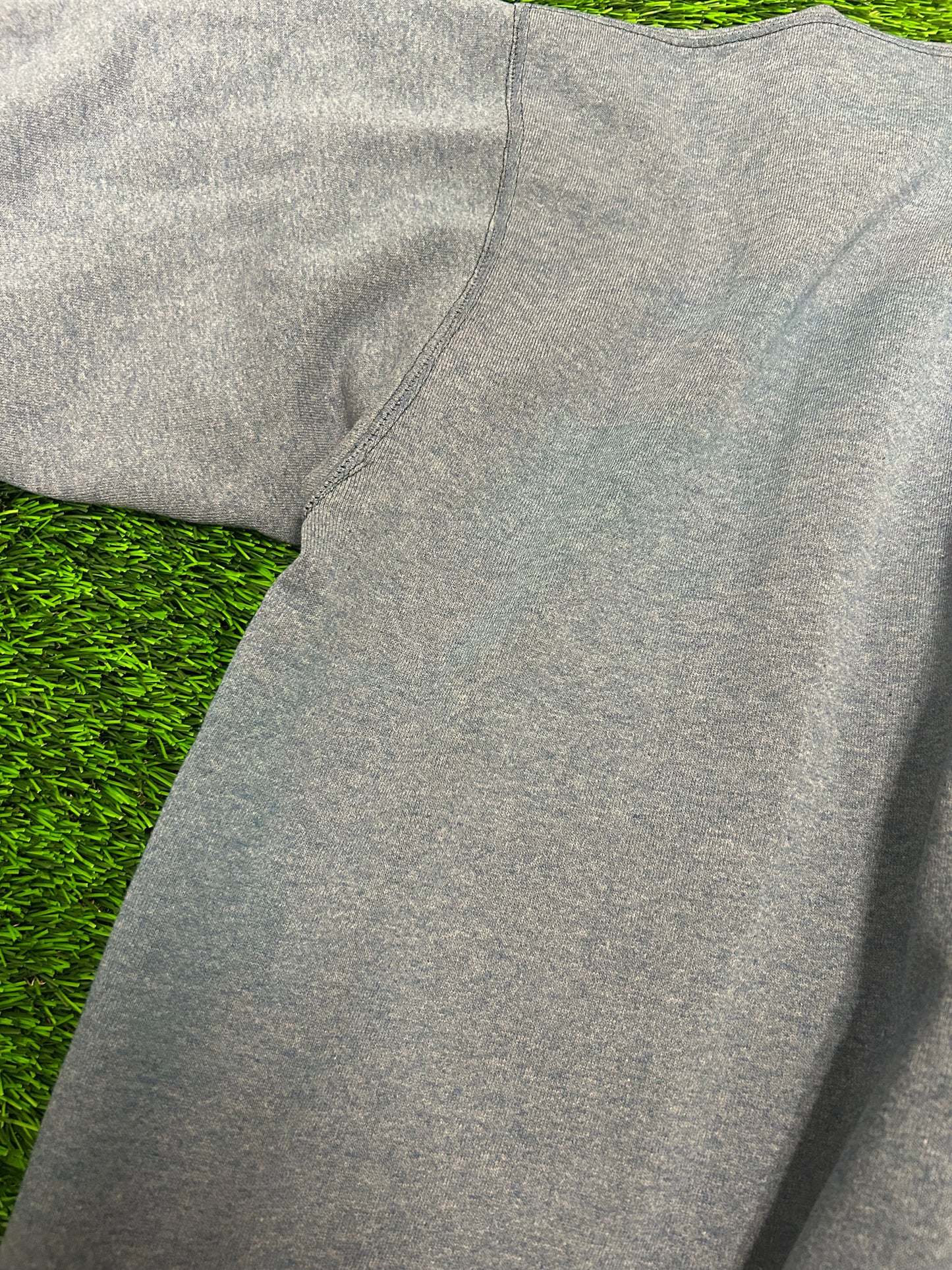 90s University of Michigan Wolverines Faded Blue Spell Out Crewneck (XL)