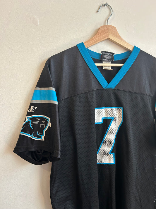 90s Carolina Panthers Steve Beuerlein Logo Athletic Jersey (Youth XL)