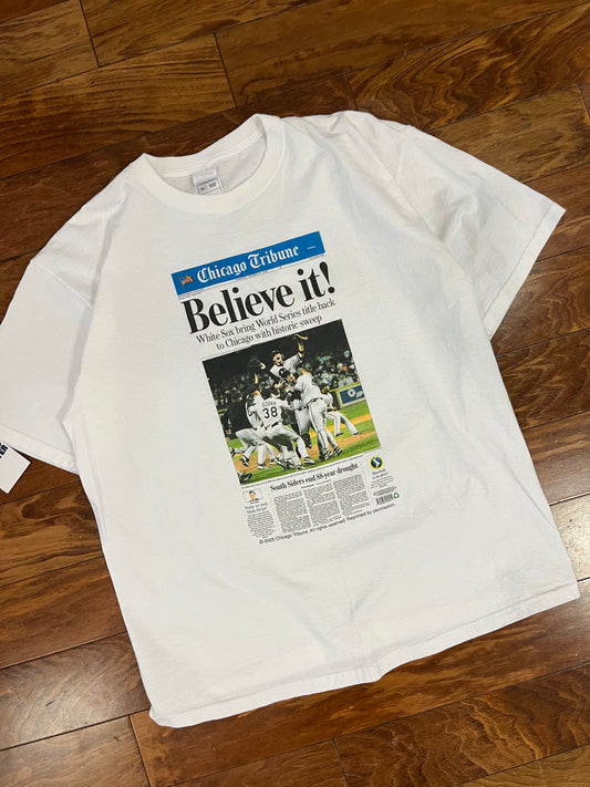 2005 Chicago White Sox World Series Vintage Newspaper Tee (XL)
